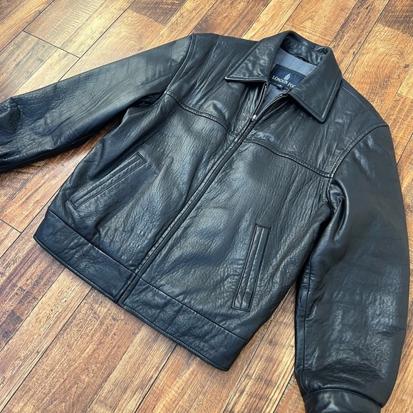London Fog Black Leather Jacket Men’s S - Picture 8 of 10